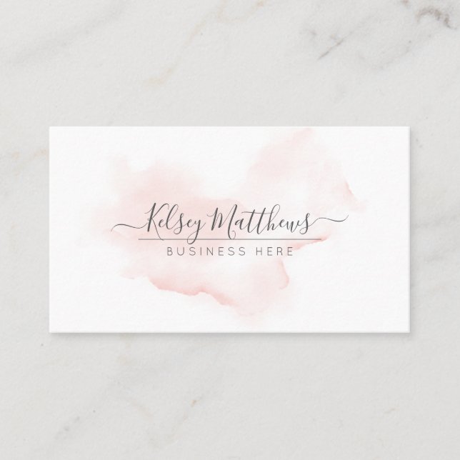PixDezines Blush Pink Watercolor Brush Stroke Business Card (Front)
