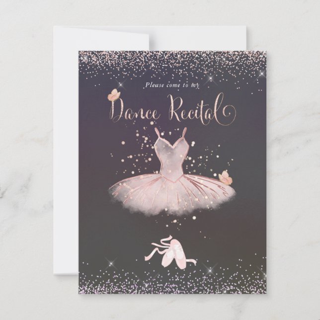 PixDezines Blush Tutu n Butterflies Dance Recital Invitation (Front)