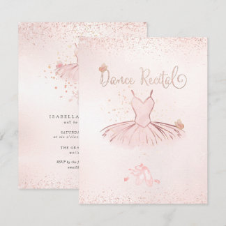 PixDezines Blush Tutu n Butterflies Dance Recital Invitation