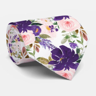 PixDezines Blush Violet Purple H2 Botanical Neck Tie