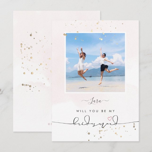 PixDezines Blush Watercolor Will You Be Bridesmaid Invitation (Front/Back)