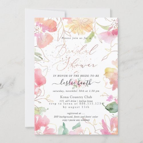 PixDezines Blushing Romance Sweetpea Bridal Shower Invitation