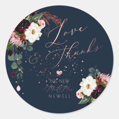 PixDezines Blushing Romance Watercolor LoveThank Classic Round Sticker