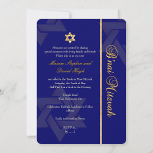 PixDezines Bnai Mitzvah/dark blue/gold/diy color Invitation