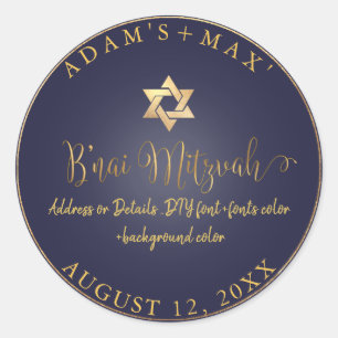 PixDezines B'nai Mitzvah, DIY Color Classic Round Sticker