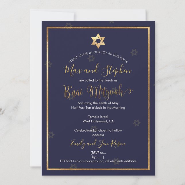 PixDezines Bnai Mitzvah Photo Invitation (Back)