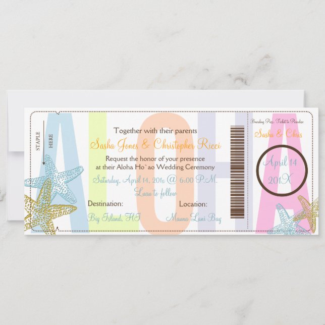 PixDezines Boarding Pass+Beach Wedding Invitations (Front)