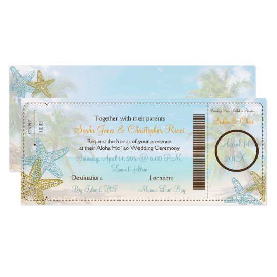 PixDezines Boarding Pass+Beach Wedding Invitations