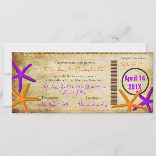 PixDezines Boarding Pass+Beach Wedding Invitations