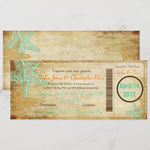PixDezines Boarding Pass+Beach Wedding Invitations
