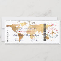 PixDezines Boarding Pass Save the Date, World Map