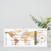 PixDezines Boarding Pass Save the Date, World Map Invitation (Standing Front)