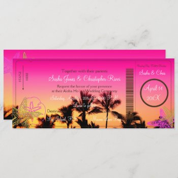 Pixdezines Boarding Pass Tropical Sunset A-bay Invitation by custom_stationery at Zazzle