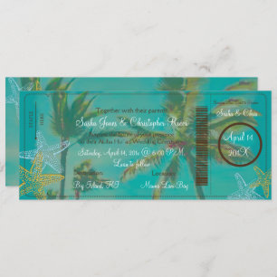 PixDezines boardingpass vintage hawaiian beach Invitation