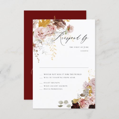 PixDezines Boho Autumn Flowers Blush Burgundy RSVP