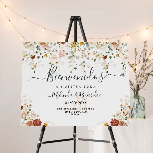 PixDezines Boho Garden Flowers Bienvenidos Foam Board (In Situ (Stand))