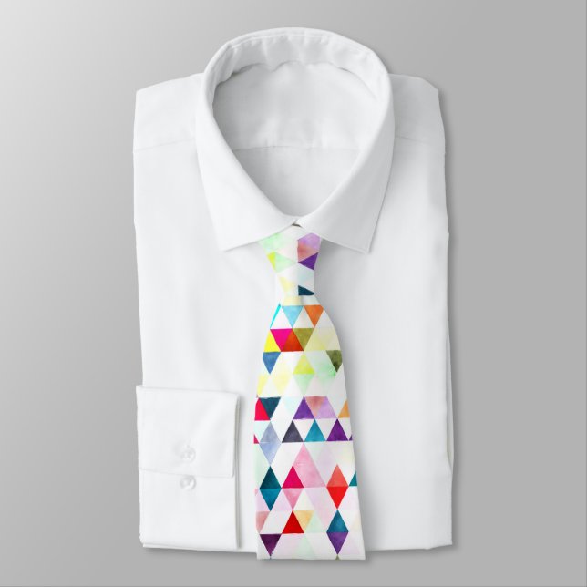 PixDezines Boho Geometric/adjustable triangles Neck Tie (Tied)