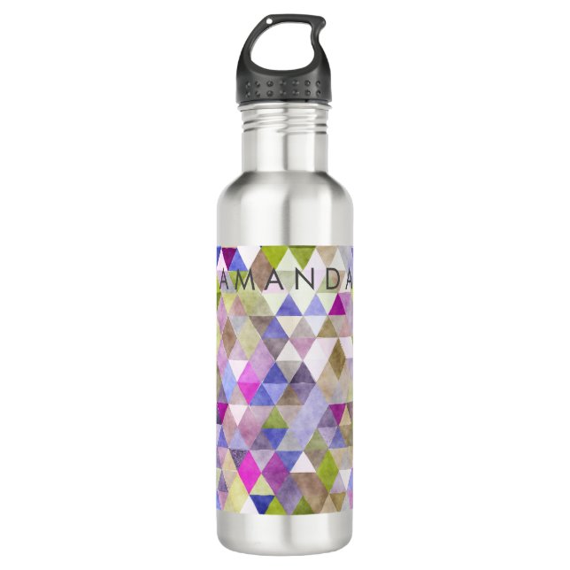 PixDezines Boho Geometric / Triangles Pattern Water Bottle (Front)