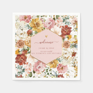 PixDezines Boho H2 Fall Garden Flowers Napkins