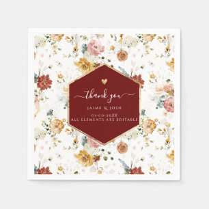 PixDezines Boho H2 Fall Garden Flowers Napkins