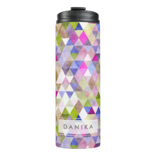 PixDezines Boho Watercolor Geometric/Triangles Thermal Tumbler