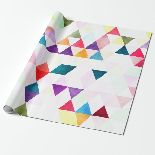 PixDezines Boho Watercolor Triangles/Geometric Wrapping Paper (Unrolled)