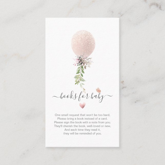 PixDezines Book Request Glitter Blush Rose Balloon Place Card (Front)
