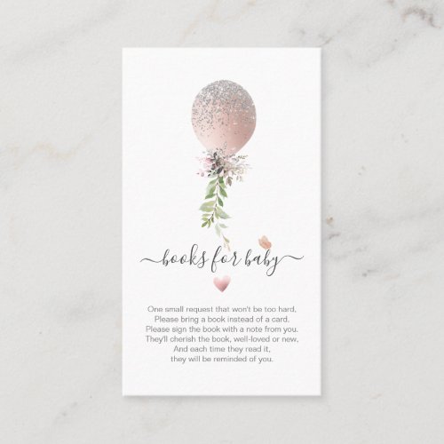 PixDezines Book Request Glitter Dusty Rose Balloon Place Card