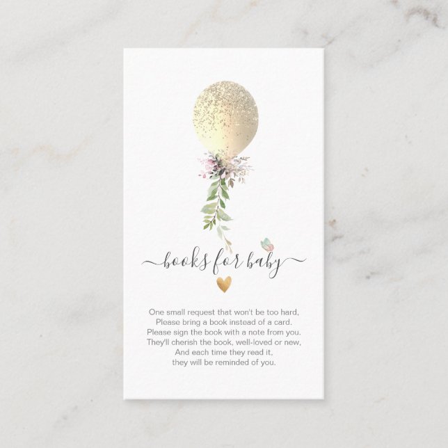 PixDezines Book Request Gold Glitter Balloon Encls Place Card (Front)
