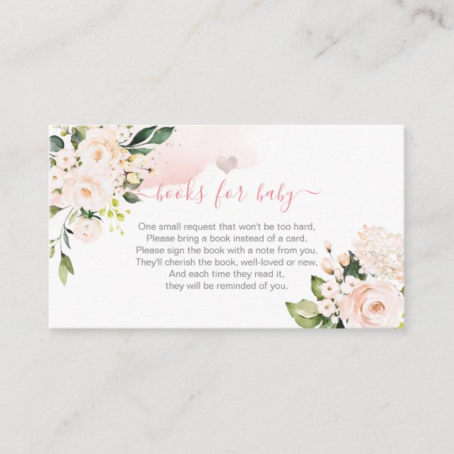 PixDezines Book Request, Watercolor Blush Roses Enclosure Card (Front)