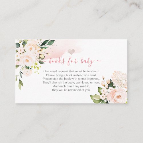 PixDezines Book Request Watercolor Blush Roses Enclosure Card