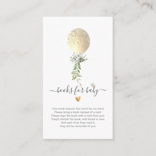 PixDezines Book Request Watercolor Gold Balloon Enclosure Card