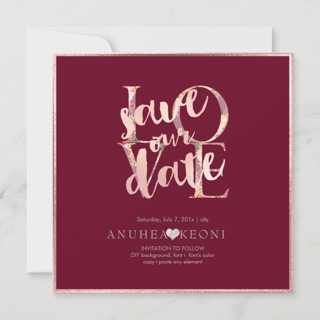 PixDezines BOTANICA LOVE SAVE DATE|BLUSH PINK Save The Date (Front)