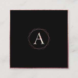 PixDezines BOTANICAL MONOGRAM/FAUX ROSE GOLD Square Business Card