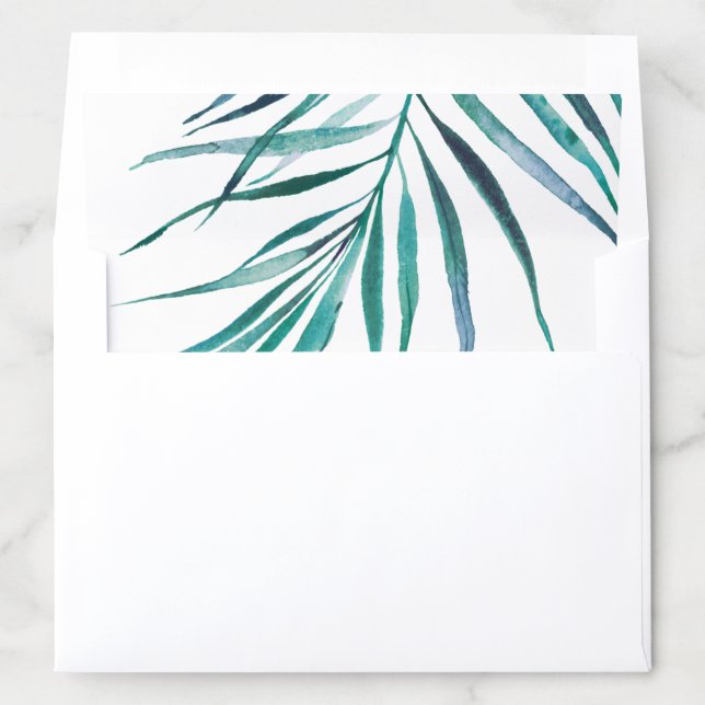 PixDezines Botanical, Palm Fronds, Teal Envelope Liner (In Envelope)