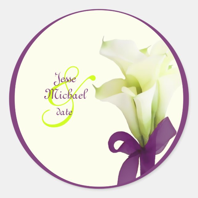 PixDezines bouquet, white calla lilies Classic Round Sticker (Front)