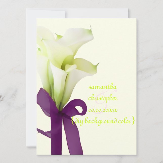 PixDezines bouquet, white calla lilies Invitation (Front)