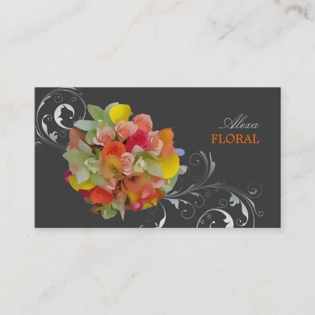 PixDezines Bridal Bouquet, florists/diy colors Business Card (Front)