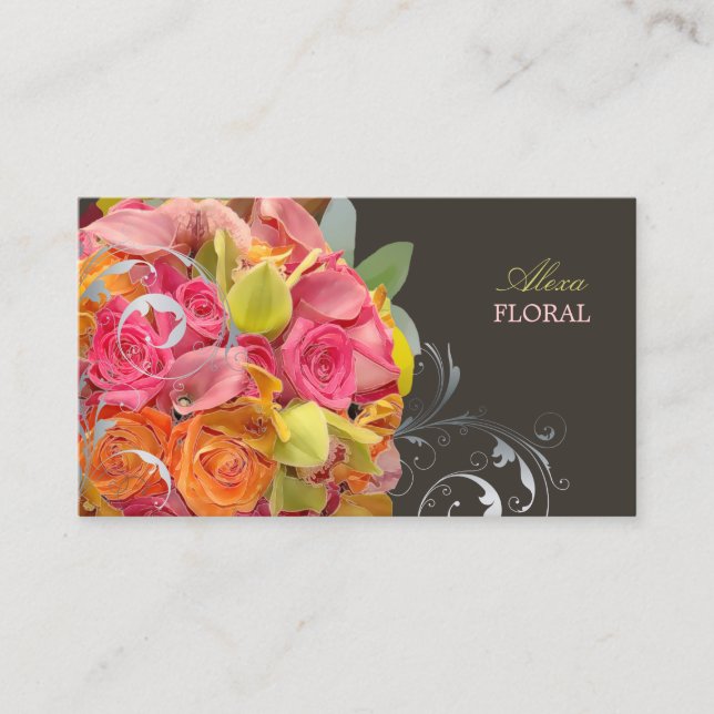 PixDezines Bridal Bouquet, florists/diy colors Business Card (Front)