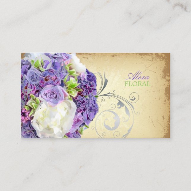 PixDezines bridal bouquet, florists/diy colors Business Card (Front)