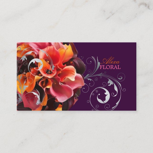 PixDezines bridal bouquet, florists/diy colors Business Card (Front)