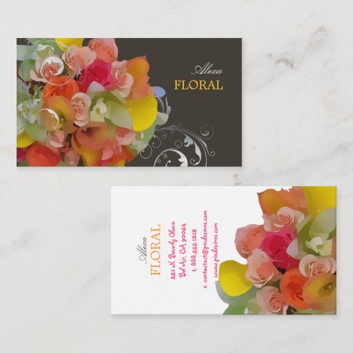 Customizable PixDezines Bridal Bouquet, florists/diy colors Business Card