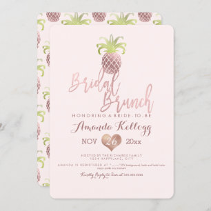 PixDezines Bridal Brunch/Faux Rose Gold/Pineapples Invitation