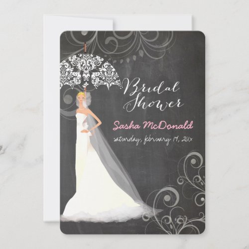 PixDezines bridal shower/chalkboard/umbrella Invite