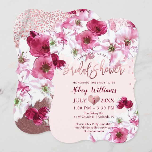 PixDezines Bridal Shower/Dark Cherry Blossoms Invitation (Front/Back)