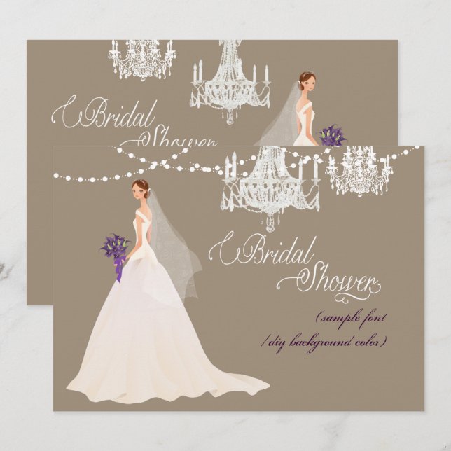 PixDezines bridal shower/DIY occasion+color Invitation (Front/Back)