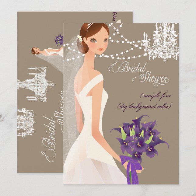 PixDezines bridal shower/DIY occasion+color Invitation (Front/Back)
