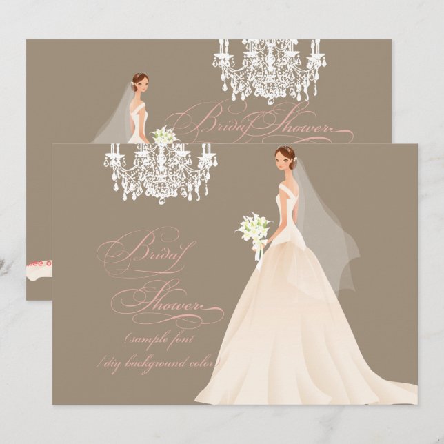 PixDezines bridal shower/DIY occasion+color Invitation (Front/Back)