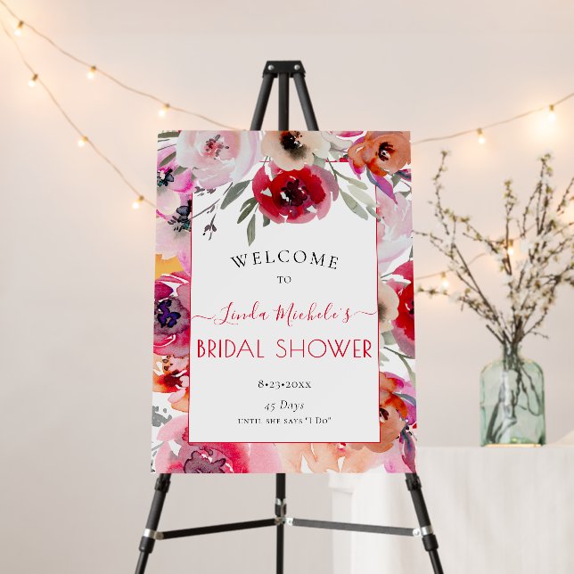 PixDezines Bridal Shower Summer Peonies Welcome  Foam Board (In Situ (Stand))
