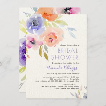 Pixdezines Bridal Shower Watercolor Spring Floral Invitation by custom_stationery at Zazzle